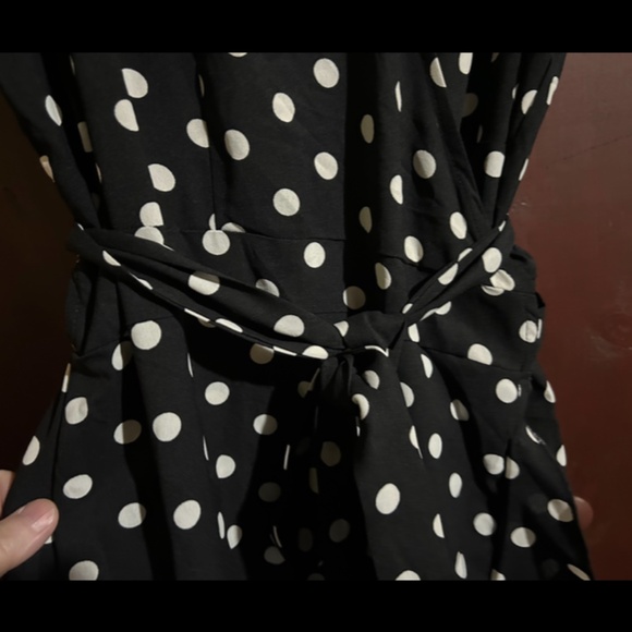 Dokuritu Polka Dot Midi Ruffled Wrap Dress Black/White Size L - NWT - Picture 5 of 16